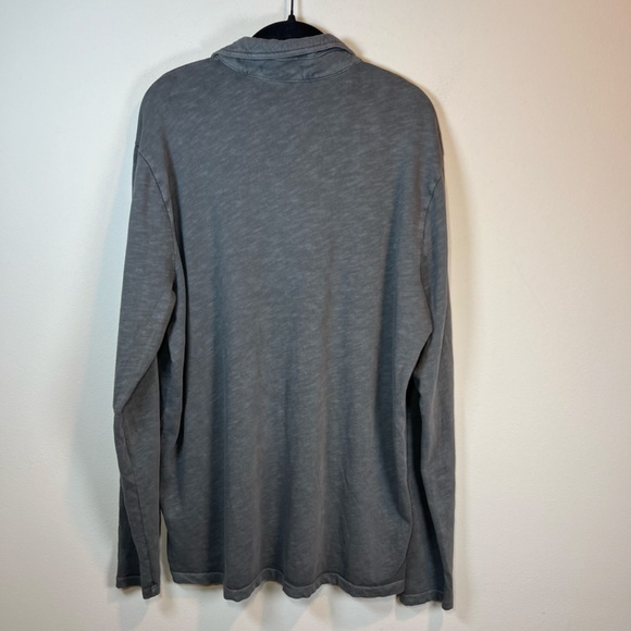 Marine Layer Mens Vintage Heavy Slub Polo Shirt Gray Long Sleeve Pocket Sz Large - Picture 9 of 9